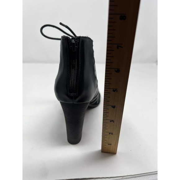 Report Ridley Women's Black Leather Peep Toe Block Heel Gladiator Sandal Size 9 - Picture 6 of 7